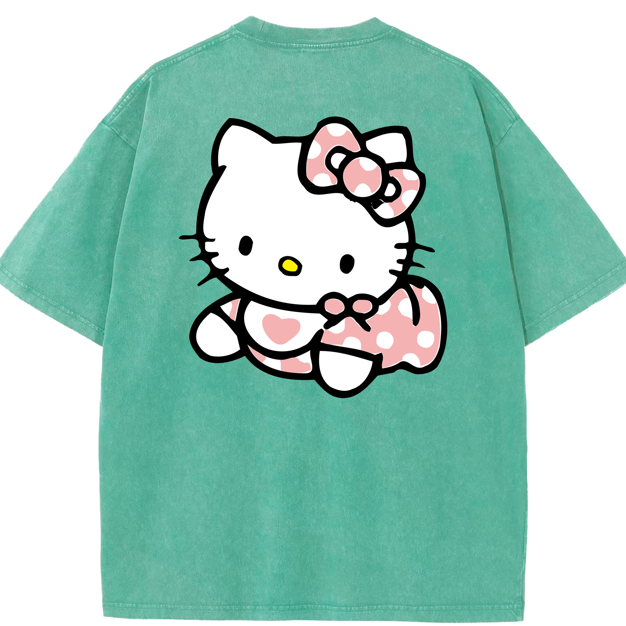 （画像用） Hello Kitty ハローキティ 綿100% ヴィンテージ風 半袖Tシャツ（背面プリント）